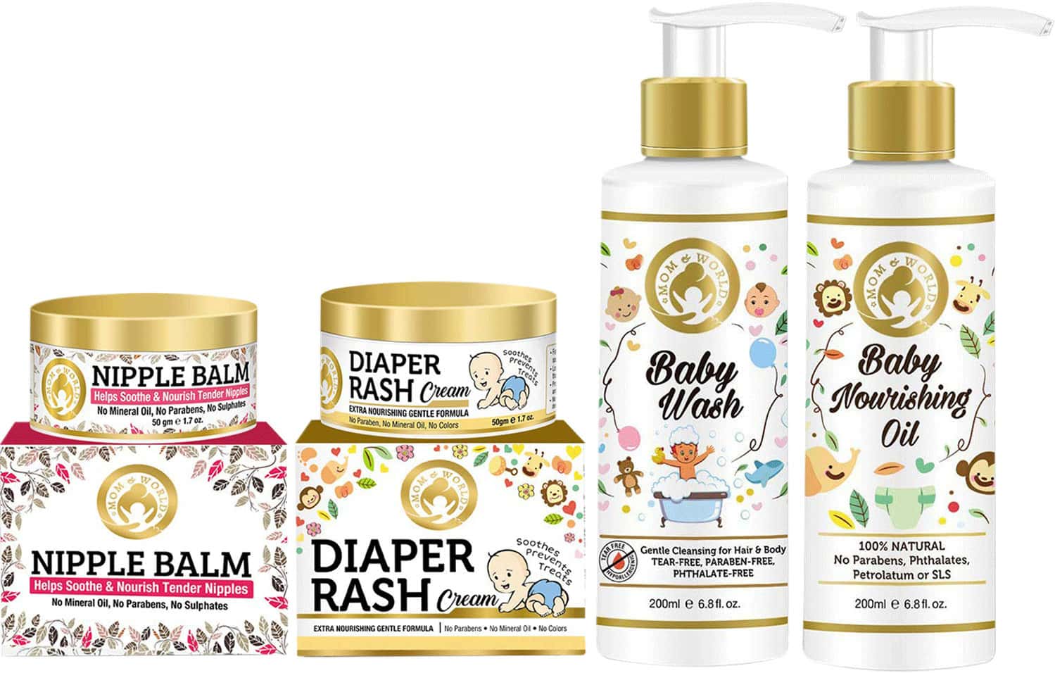 Mom & World Extra Nourishing Care - Nipple Balm Diaper Rash Baby Wash Baby Nourishing Oil