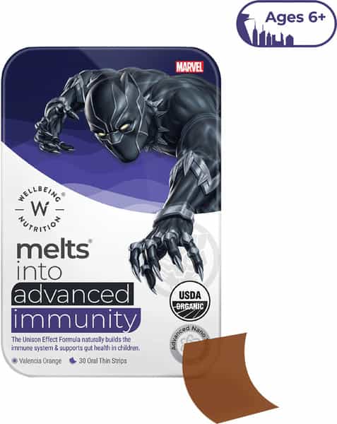 Wellbeing Nutrition Black Panther Melts - Kids Advanced Immunity -Valencia Orange(30 Strips)