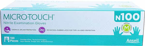 Ansell Micro Touch Nitrile N100 Multipurpose Examination Glove - Medium
