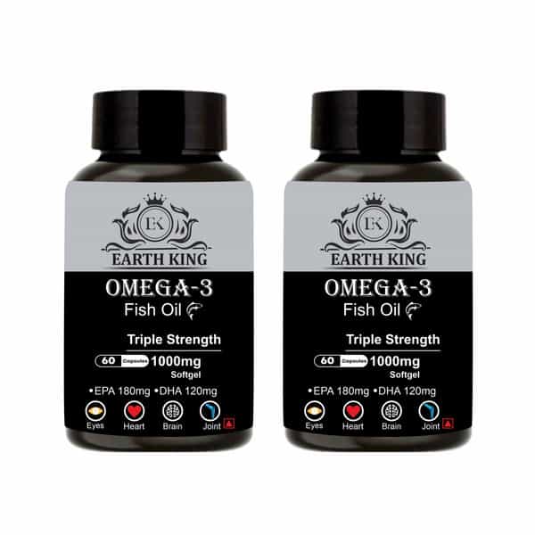 Earth King Triple Strength Omega 3 Fish Oil - 1000Mg (180Mg Epa & 120Mg Dha)|60 Capsules (Pack Of 2)
