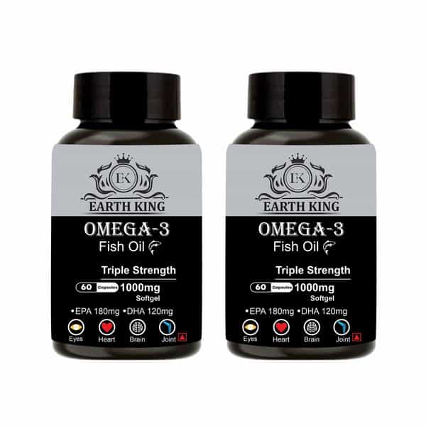 Earth King Triple Strength Omega 3 Fish Oil - 1000Mg (180Mg Epa & 120Mg Dha)|60 Capsules (Pack Of 2)