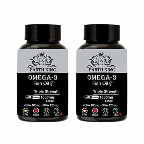 Earth King Triple Strength Omega 3 Fish Oil - 1000Mg (180Mg Epa & 120Mg Dha)|60 Capsules (Pack Of 2)