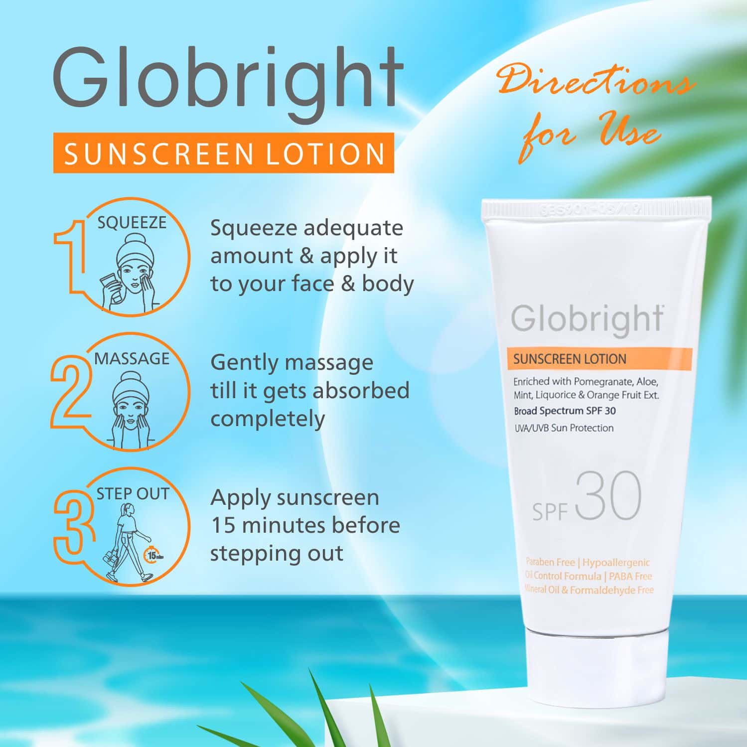 Buy GLOBRIGHT SUNSCREEN LOTION (SPF 30) 50 ML WITH ALOE VERA UVA