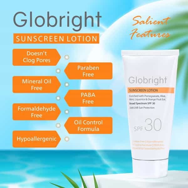 Globright Sunscreen Lotion (Spf 30) 50 Ml | With Aloe Vera | Uva & Uvb Protection (Pack Of 1)