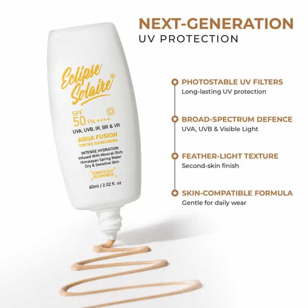 Eclipse Solaire Aqua Fusion Sunscreen - 5X Protection | Spf 50 Pa+++ | All Skin Types 60Ml