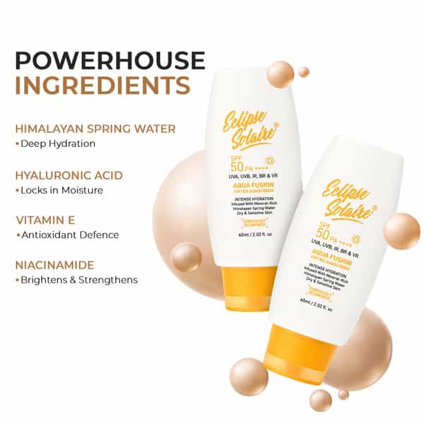 Eclipse Solaire Aqua Fusion Sunscreen - 5X Protection | Spf 50 Pa+++ | All Skin Types 60Ml