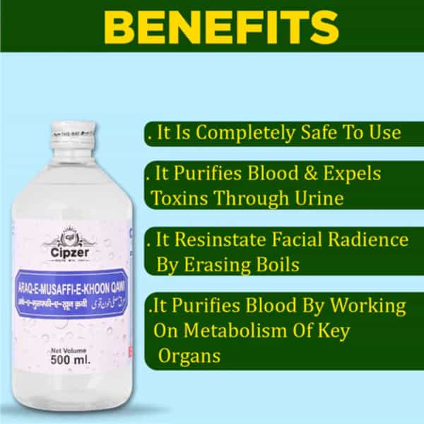 Cipzer Araq-E-Musaffi-E-Khoon Qawi 500Ml | Herbal Tonic For Blood Purification & General Wellness