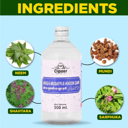 Cipzer Araq-E-Musaffi-E-Khoon Qawi 500ml | Herbal Tonic For Blood Purification & General Wellness