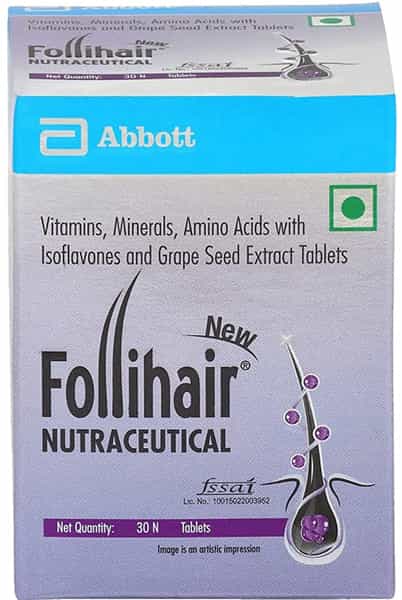 Follihair Abbott New Biotin With Vitamins Bottle Of 30 Tablets (Pack Of 3)