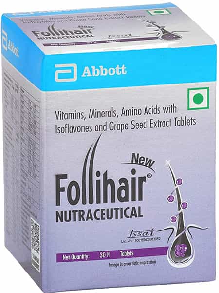 Follihair Abbott New Biotin With Vitamins Bottle Of 30 Tablets (Pack Of 3)