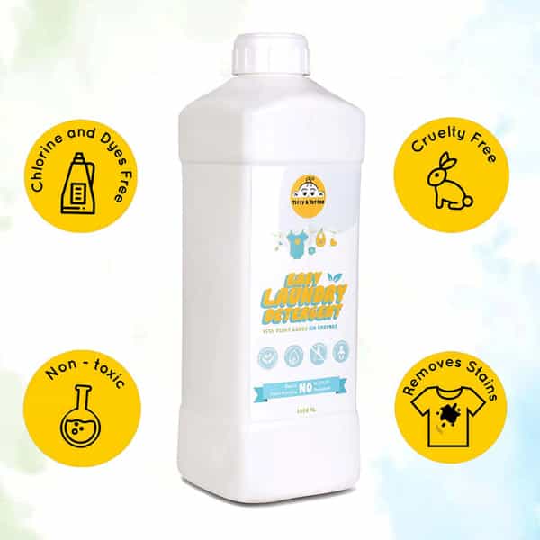 Tiffy & Toffee Baby Laundry Detergent 1000Ml Super Saver Pack ( Buy 1 Get 1 Wipes Free 80 Pcs )