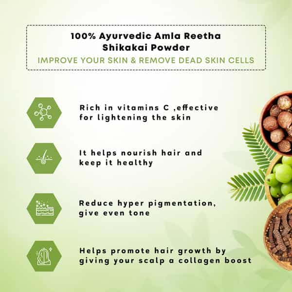 Four Seasons Amla Reetha Shikakai 3 In 1 Powder 100G | Natural | Hair Care Pack (Pack Of 4)