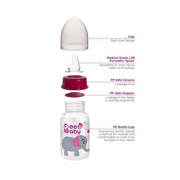 Beebaby 2 In 1 Advance+ Baby Feeding Bottle To Sippy Bottle With Anti-Colic Bottle - 125 Ml (Pink)