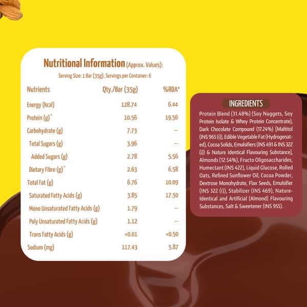 Muscleblaze 10 G Protein Bar (Choco Almond) | Protein Blend