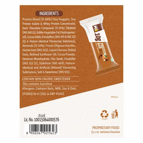 Muscleblaze 10 G Protein Bar (Choco Almond) | Protein Blend