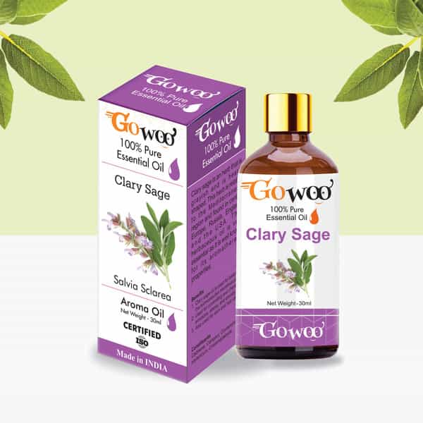 Go Woo 100% Pure Clary Sage Oil - Virgin & Undiluted For Skin Care & Hair 30 Ml