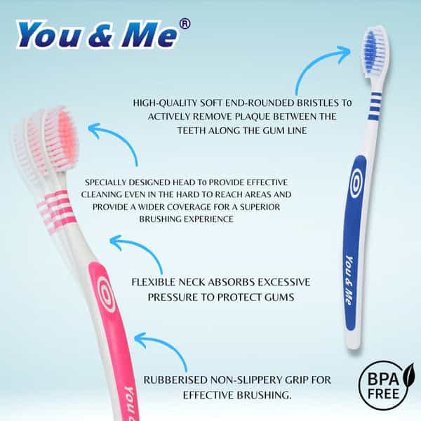You & Me Active Toothbrush & Tongue Cleaner-Oral Hygiene Kit (Pack Of 6)