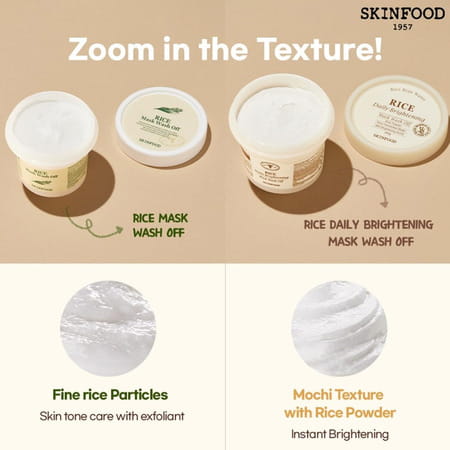 Skinfood Rice Daily Brightening Mask Wash Off - Korean Face Cleanser - Korean Skincare - 210g