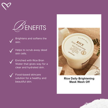 Skinfood Rice Daily Brightening Mask Wash Off - Korean Face Cleanser - Korean Skincare - 210g