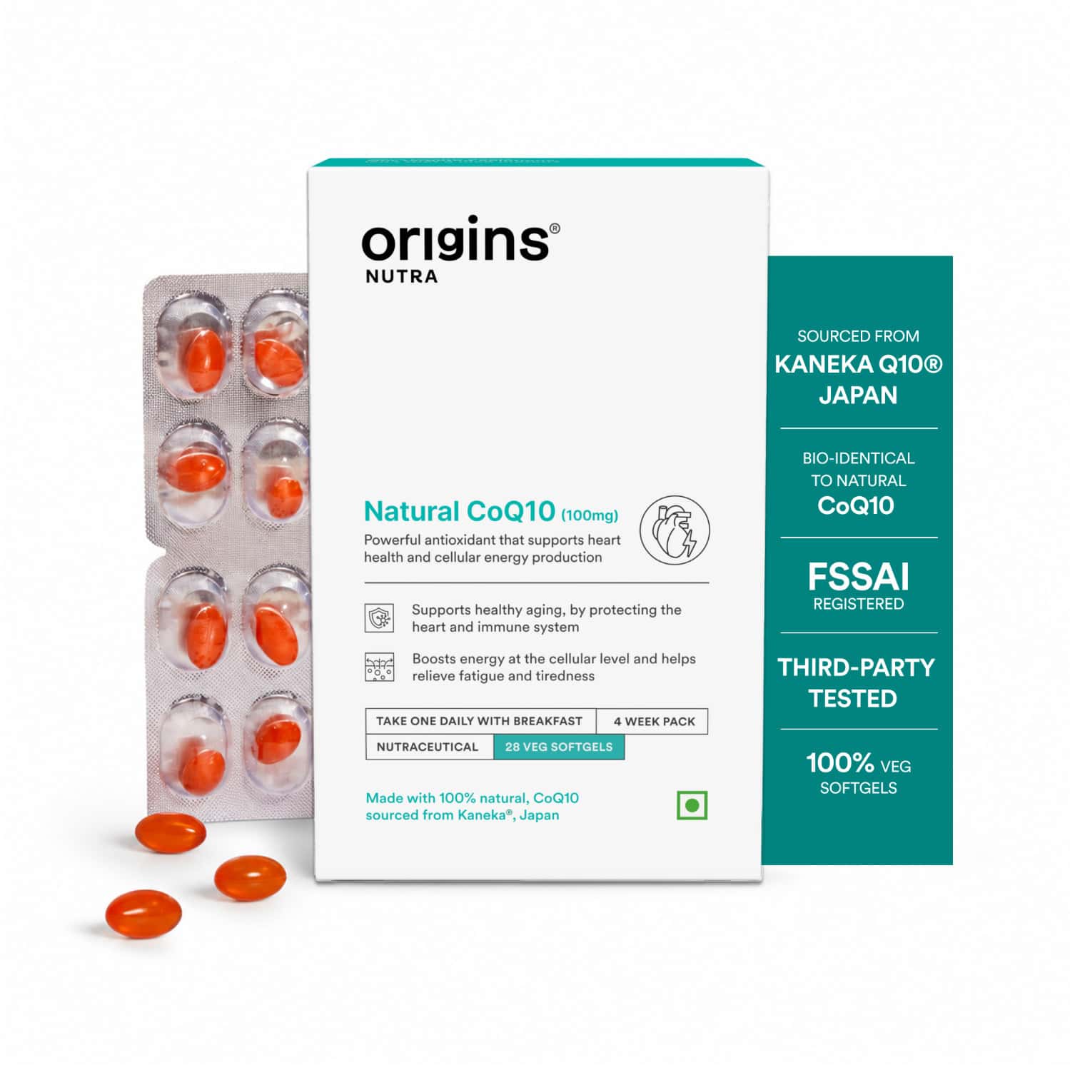 Origins Nutra Natural's Coq-10 (100mg)|boost Energy & Stamina | Supports Heart Health-28 Soft Gels
