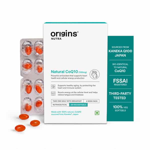 Origins Nutra Natural's Coq-10 (100Mg)|Boost Energy & Stamina | Supports Heart Health-28 Soft Gels