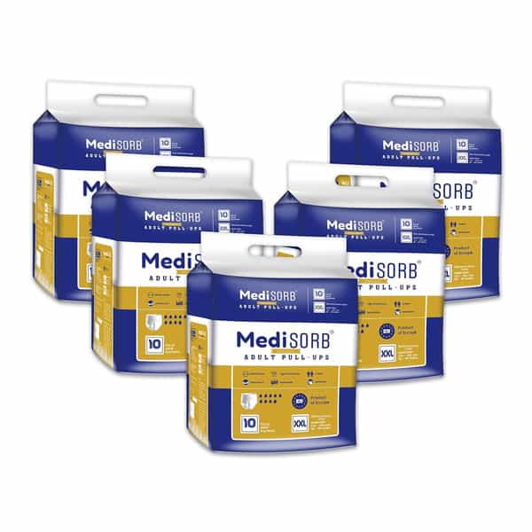 Medisorb Adult Diaper Pants Xxl | Pull-Ups | Elastic Waist Size 152-205 Cm 10 Piece | Pack Of 5