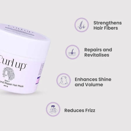 Curl Up Intense Bond Repair Hair Mask | Damaged & Colour Treated Frizzy Wavy & Curly Hair - 200 Gm