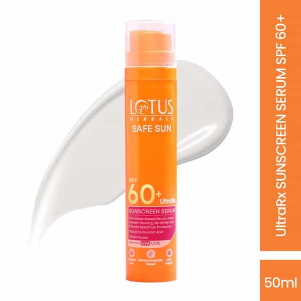 Lotus Herbals Ultrarx Sunscreen Serum Spf 60+ Pa++++ | For All Skin Types | 50Ml