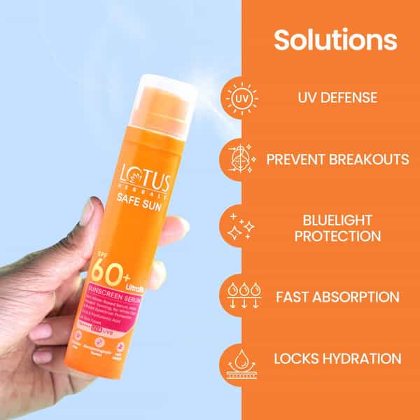 Lotus Herbals Ultrarx Sunscreen Serum Spf 60+ Pa++++ | For All Skin Types | 50Ml