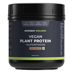 Nutrabay Wellness Vegan Plant Protein Powder + Superfoods Rich Chocolate - 500g
