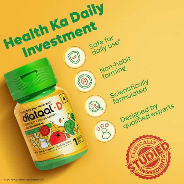 Diataal-D Multivitamin | Vit. D & Ala | Sustained Energy | Heart Health | 30 Capsules | Men & Women