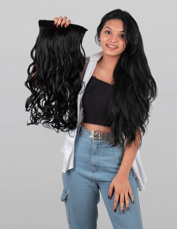 Streak Street Clip-In 24" Full-Wavy Jet Black Hair Extensions