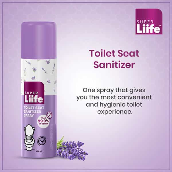 Super Liife Toilet Seat Sanitizer Spray (100Ml) - Lavender | Kills 99.9% Germs And Travel Friendly