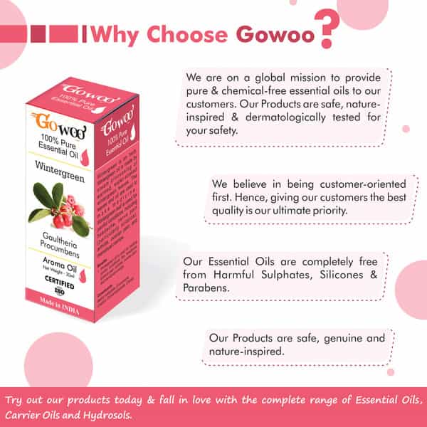 Go Woo 100% Pure Wintergreen Oil Pure Virgin For Skin Care & Hair Treatment 30 Ml