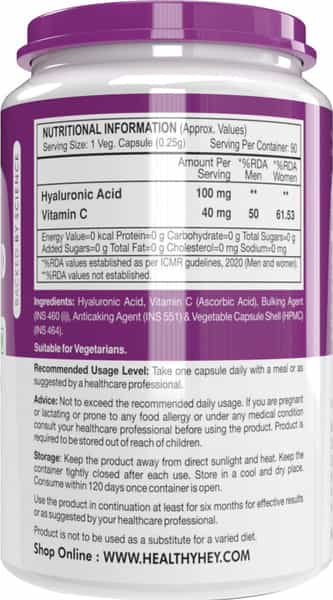 Healthyhey Nutrition Hyaluronic Acid 2X Plus Veg Capsules - 90 Capsules