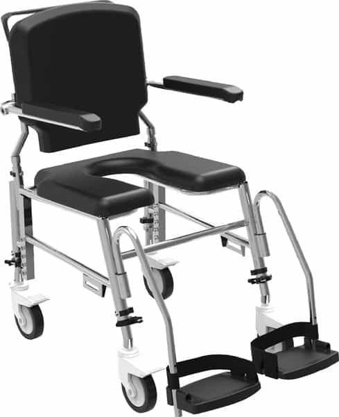 Arcatron Prime Assistant Propelled Shower Commode Wheelchair - Height Adjustability & Swivel Armrest