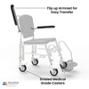 Arcatron Prime Assistant Propelled Shower Commode Wheelchair - Height Adjustability & Swivel Armrest