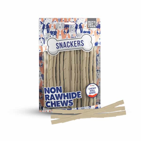 Snackers Non Rawhide Chews Chewy Roll White Dog Treats | 225 G