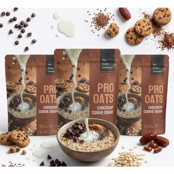 The Snack Company Protein Oats - Chocochip Cookie Dough | 20.5G Protein | 6G Fibre | No Soy