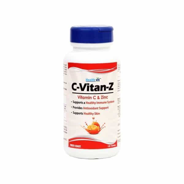 Healthvit C-Vitan-Z Vitamin C & Zinc For Immunity & Healthy Skin -120 Tablets