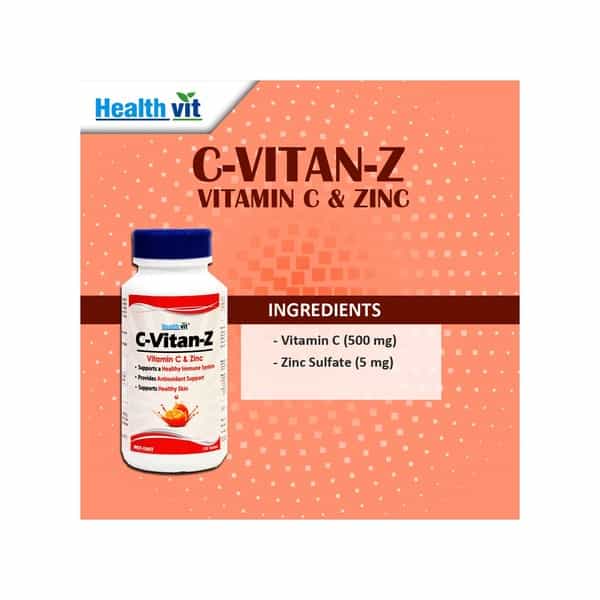 Healthvit C-Vitan-Z Vitamin C & Zinc For Immunity & Healthy Skin -120 Tablets