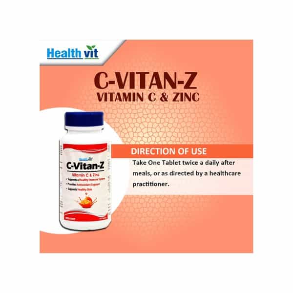 Healthvit C-Vitan-Z Vitamin C & Zinc For Immunity & Healthy Skin -120 Tablets