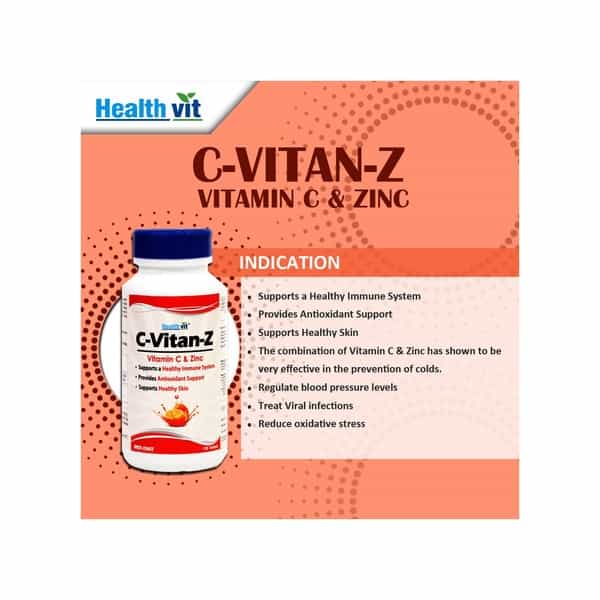 Healthvit C-Vitan-Z Vitamin C & Zinc For Immunity & Healthy Skin -120 Tablets