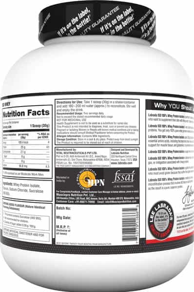 Labrada Iso Whey 100% Whey Protein Isolate- 4.4 Lbs (2Kg) (Cafe Brazil)