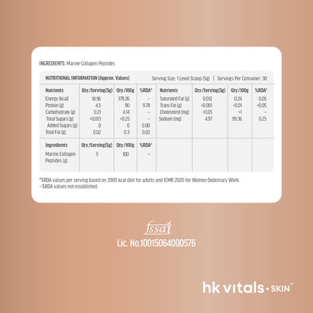 Hk Vitals Skin Radiance Marine Collagen Supplement Powder (Unflavoured | 150G)