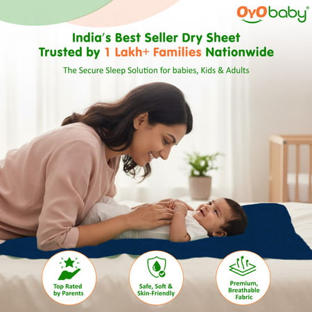Oyo Baby Waterproof Bed Protector Baby Dry Sheet Small Dark Sea Blue (50 Cm X 70 Cm)