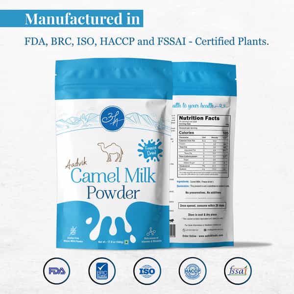 Aadvik Camel Milk Powder - 100% Pure & Natural Freeze Dried - 500G