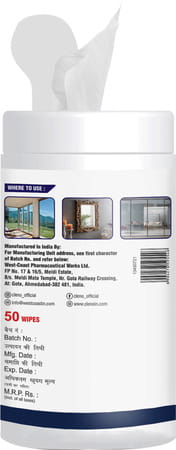Cleno Quick Drying Glass & Window Surface Wet Wipes E- 50 Wipes (Pack Of 2)