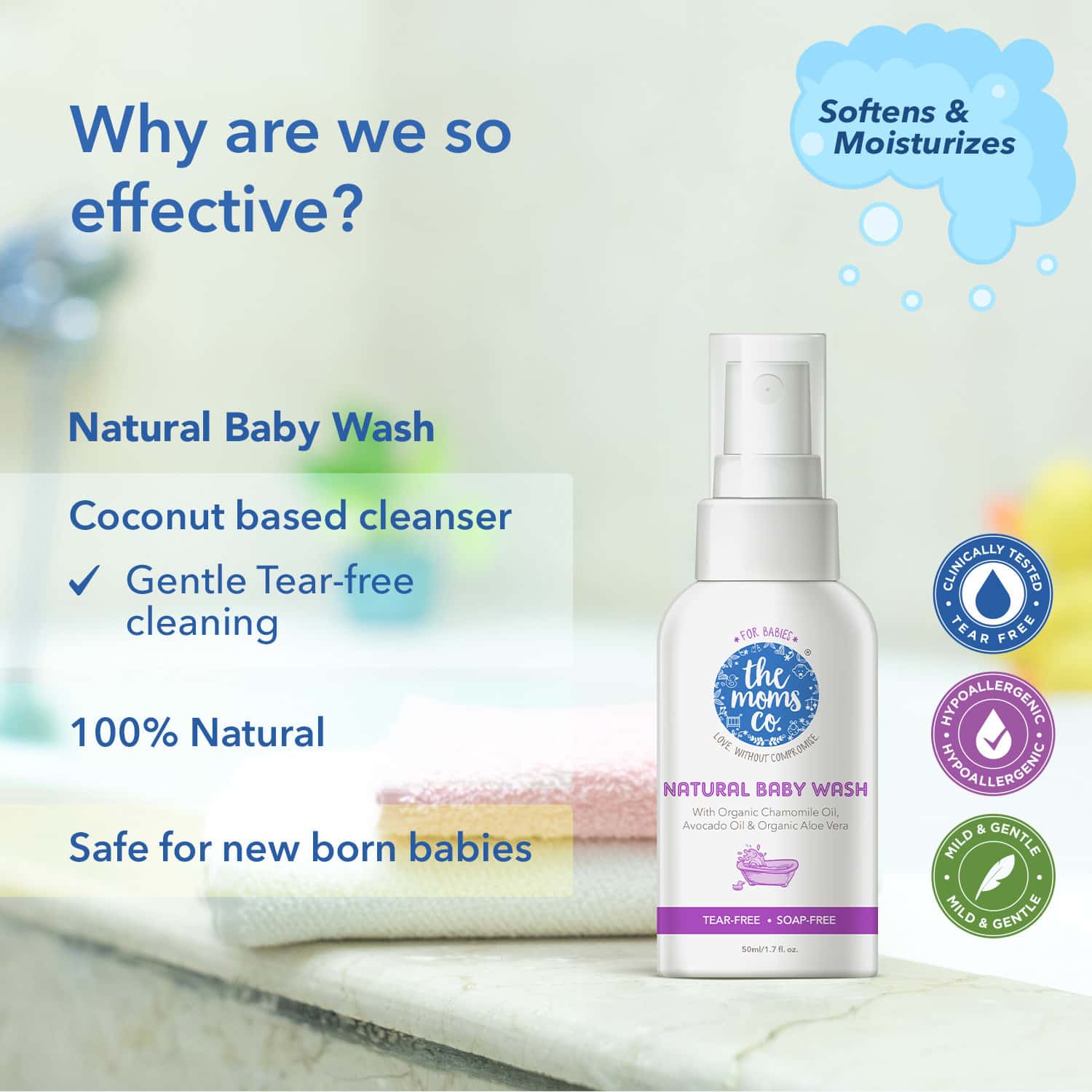 Buy The Moms Co. Natural (Pack Of 2x50 Ml) Baby Wash Bottle Of 100 Ml