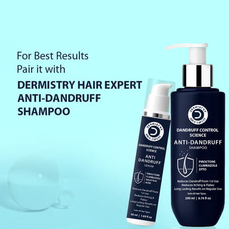 Dermistry Anti Dandruff Piroctone Climbazole Salicylic Acid Hair Serum Flakes Dry Itchy Scalp 50ml